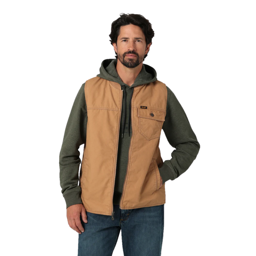 Wrangler Men's Brown Quilt Lined Rancher Tobacco Vest