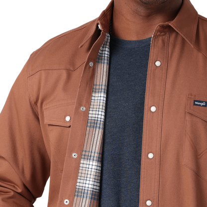 Wrangler Men's Brown Flannel Lined Print Shirt