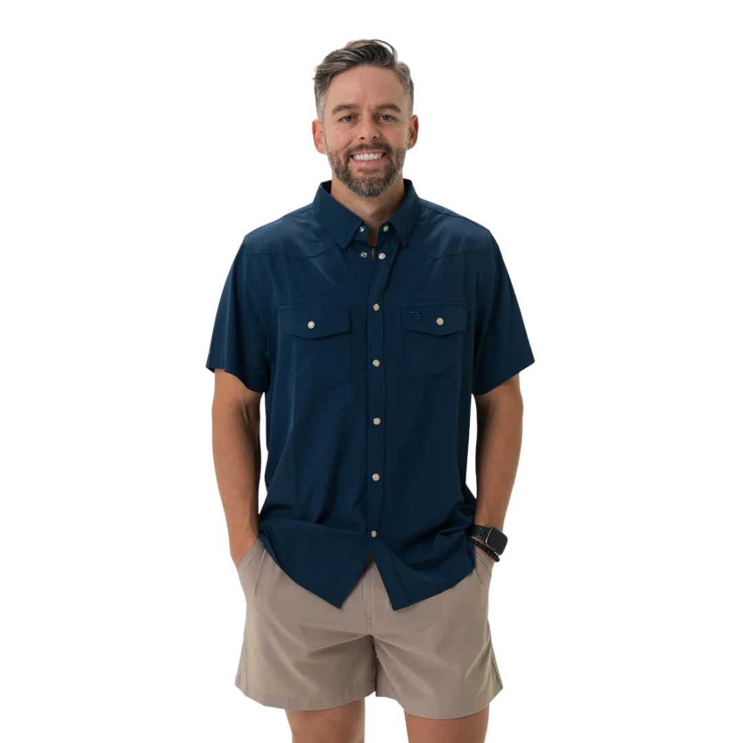 Burlebo Men's Performance Western Navy Shirt