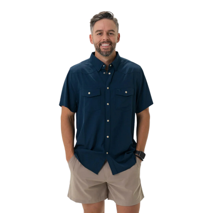 Burlebo Men's Performance Western Navy Shirt