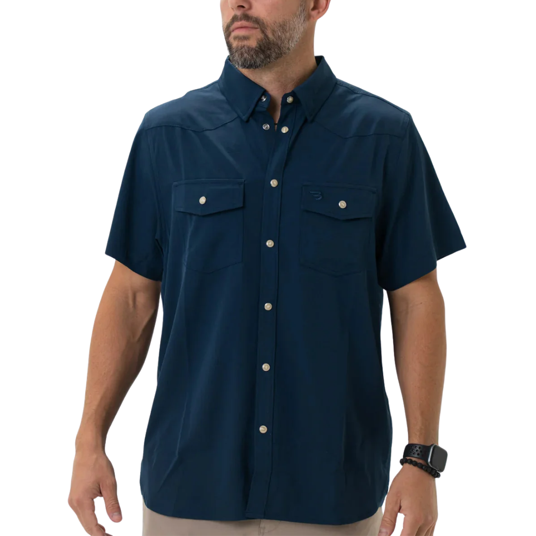 Burlebo Men's Performance Western Navy Shirt