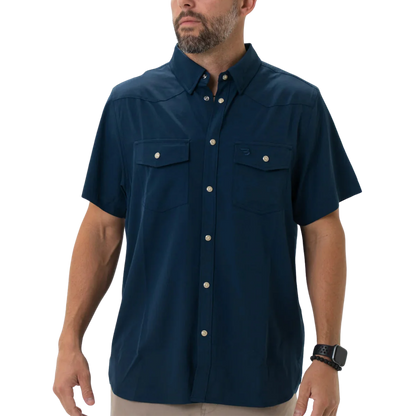 Burlebo Men's Performance Western Navy Shirt