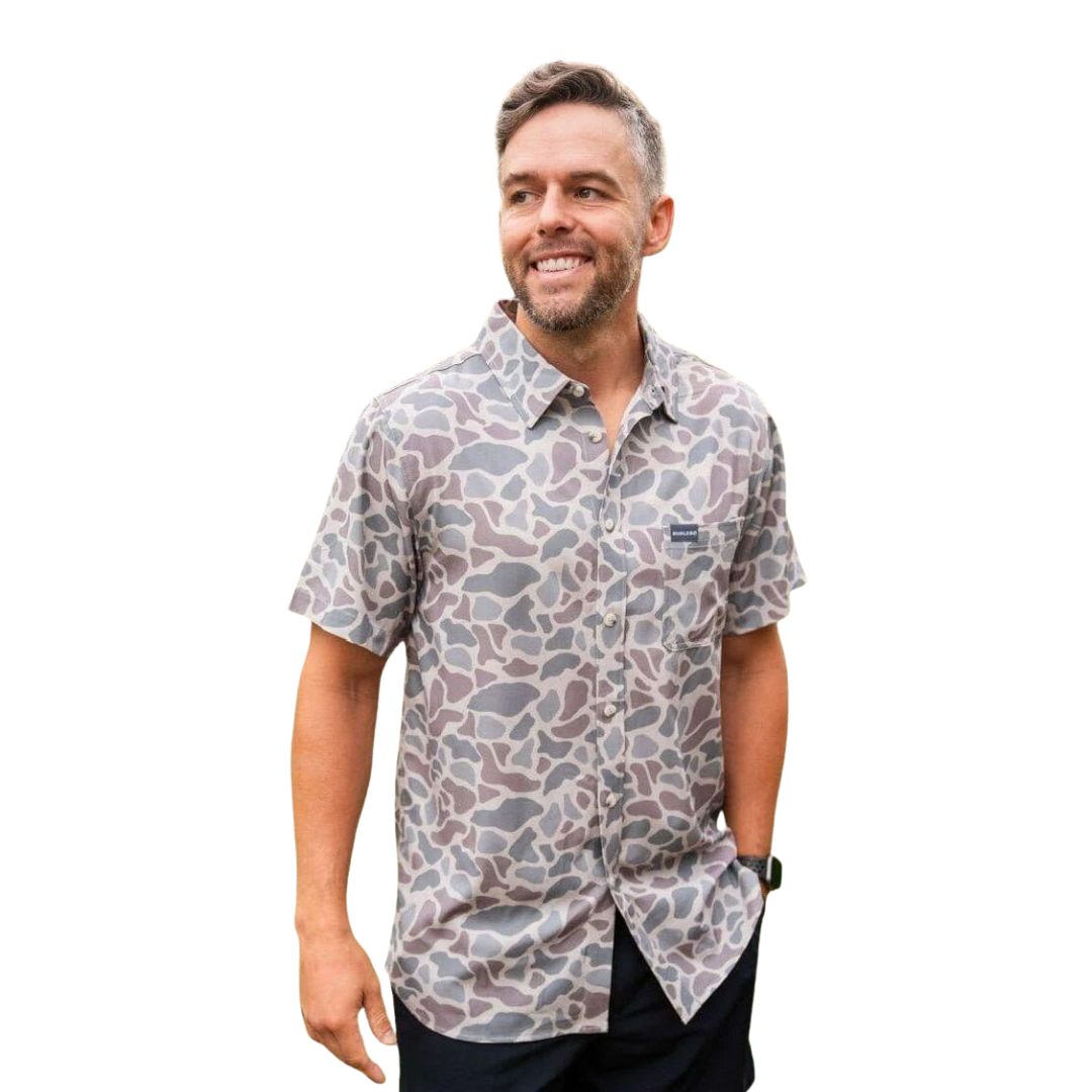Burlebo Men's Performance Button Up Camo Shirt