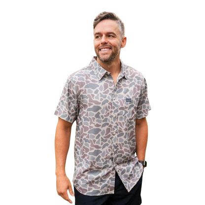Burlebo Men's Performance Button Up Camo Shirt