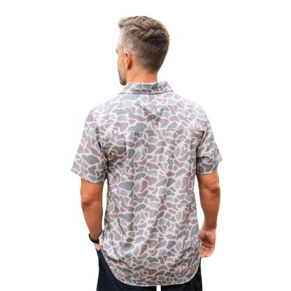 Burlebo Men's Performance Button Up Camo Shirt