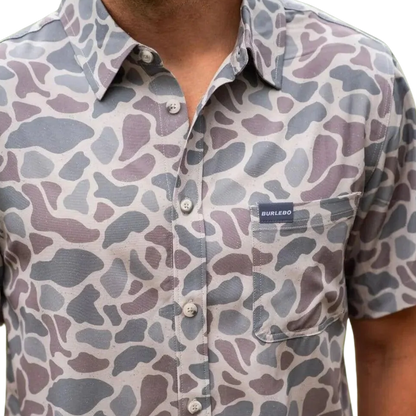 Burlebo Men's Performance Button Up Camo Shirt