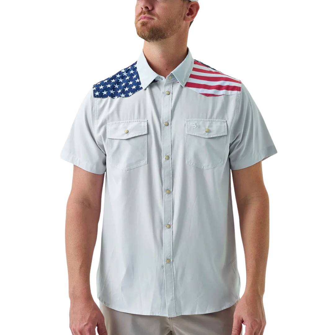 Burlebo Men's Performance All America Western White Shirt
