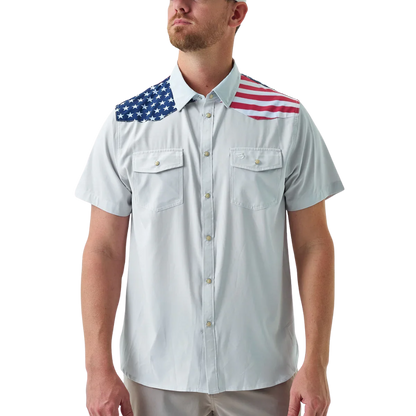 Burlebo Men's Performance All America Western White Shirt