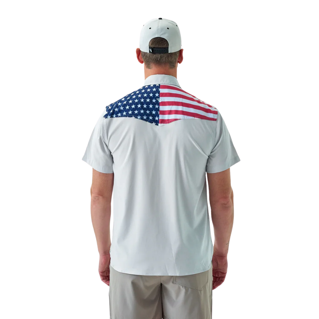 Burlebo Men's Performance All America Western White Shirt
