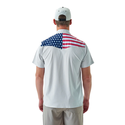 Burlebo Men's Performance All America Western White Shirt