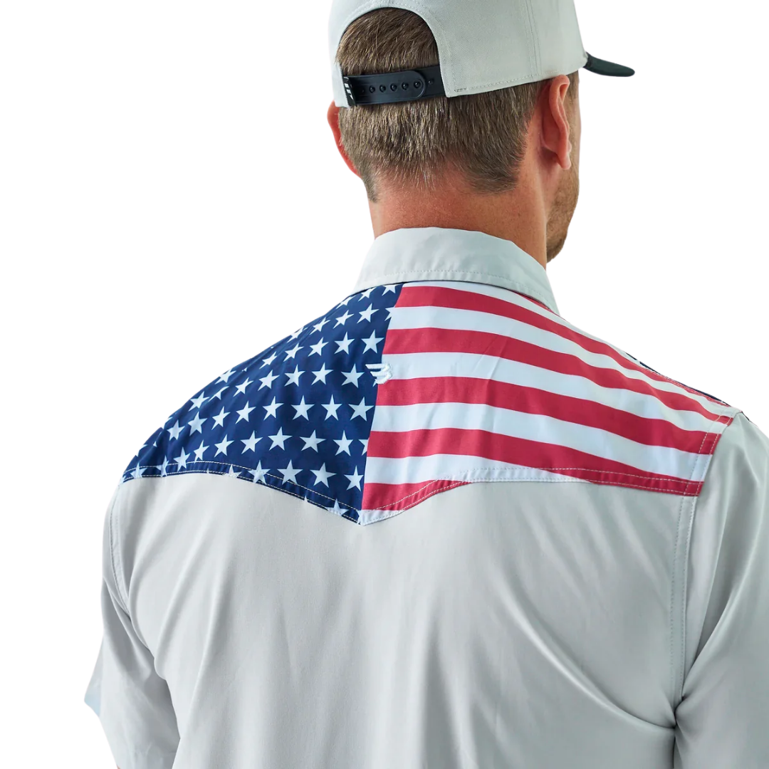 Burlebo Men's Performance All America Western White Shirt