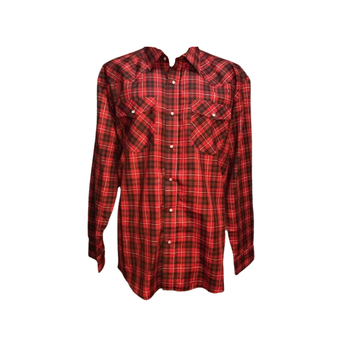 Taj Imports Men's Crazy Cowboys Assorted Plaid Snap Red Shirt