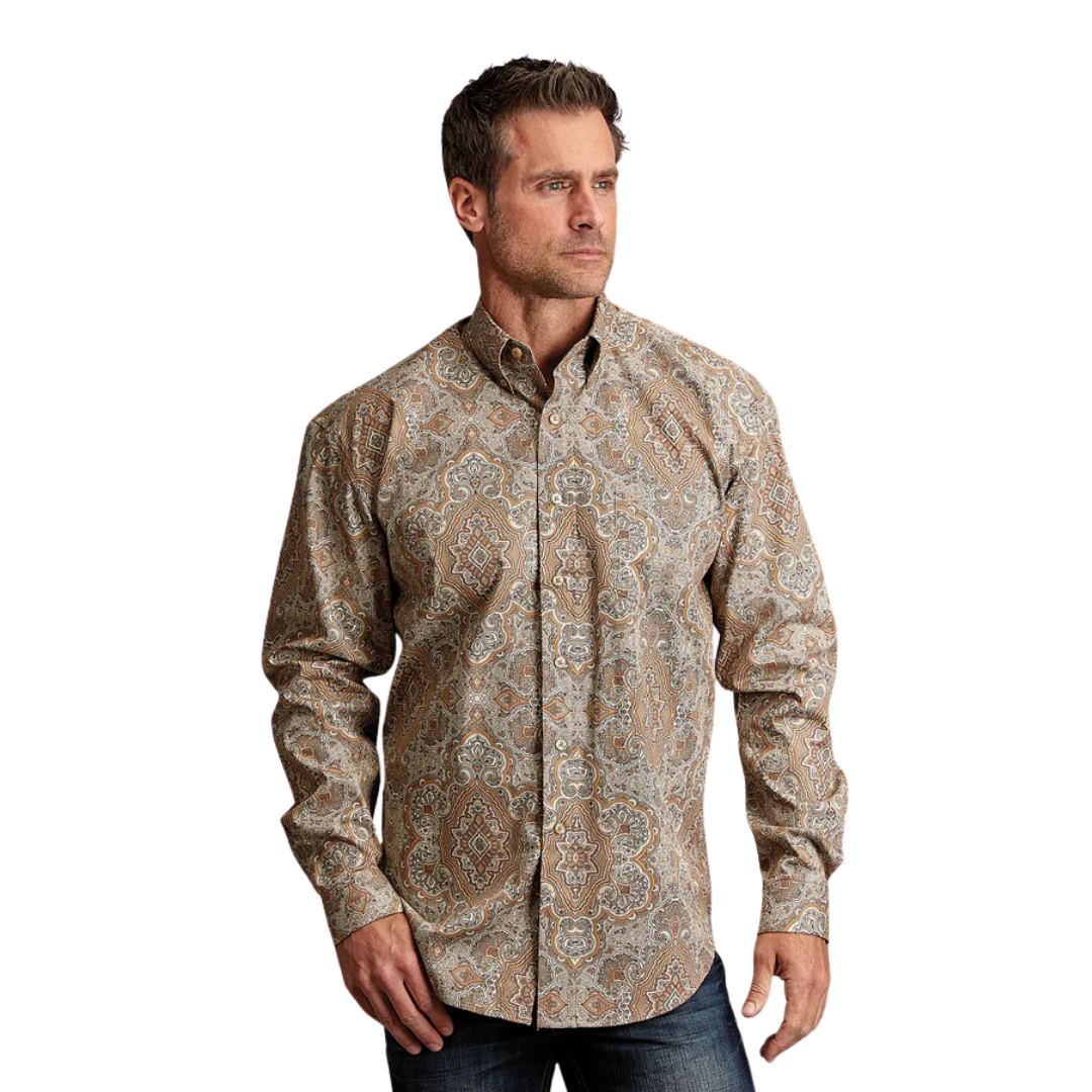 Stetson Men's Desert Paisley Western Light Brown Shirt