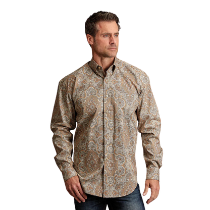 Stetson Men's Desert Paisley Western Light Brown Shirt