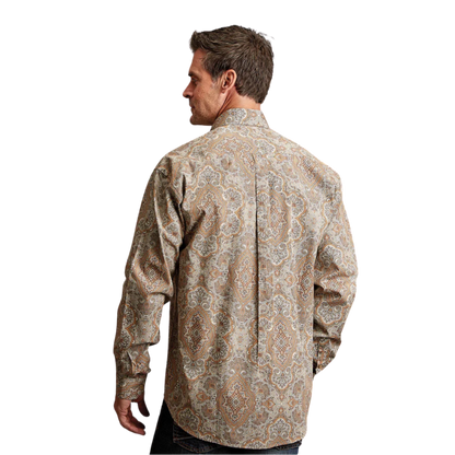 Stetson Men's Desert Paisley Western Light Brown Shirt