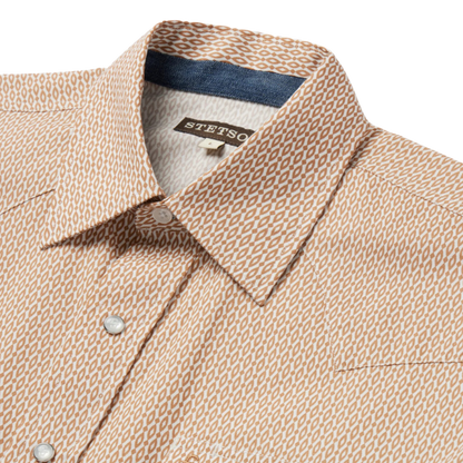 Stetson Apparel Men's Orange Diamond  Print Western Shirt