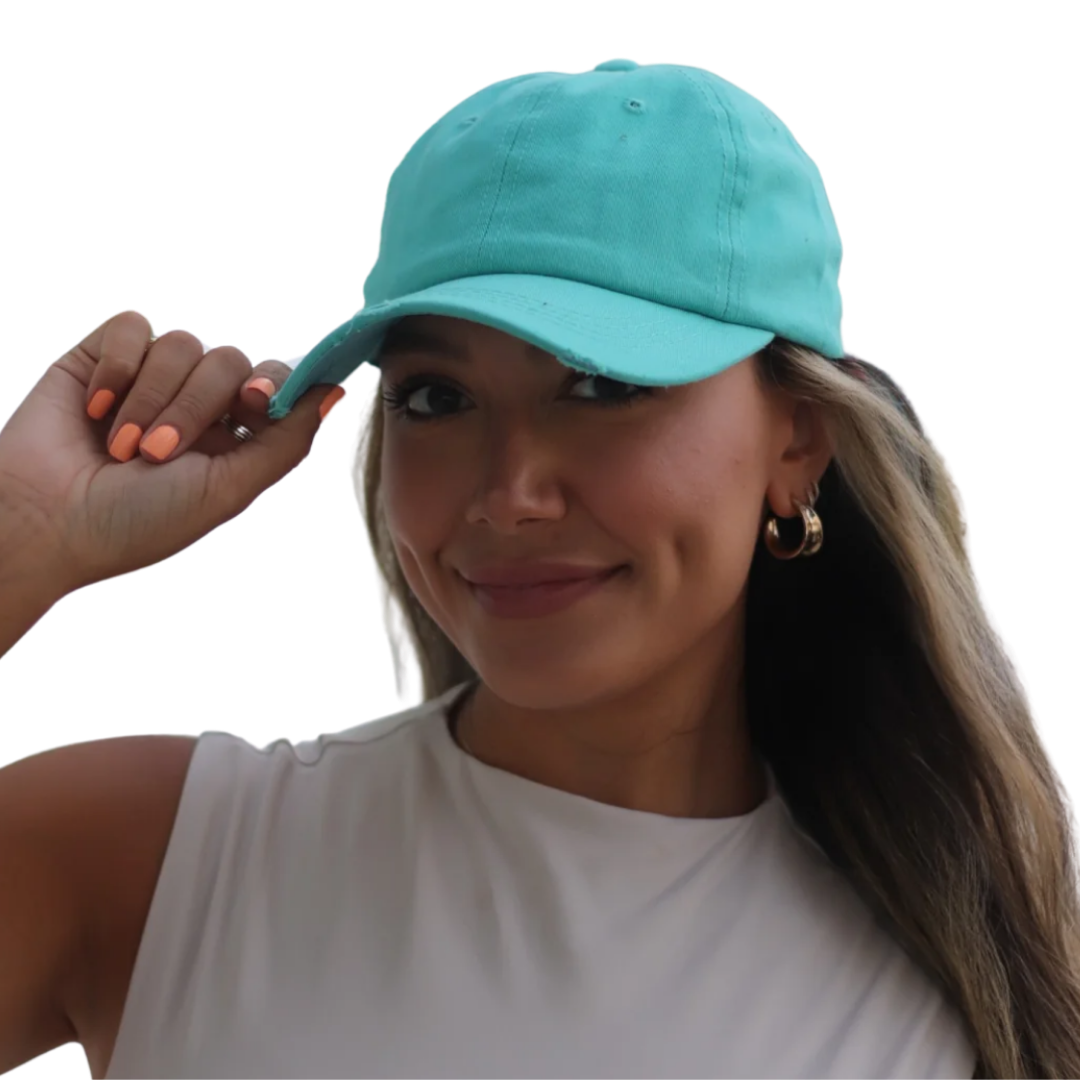 Southern Grace Women's Distressed Turquoise Cap