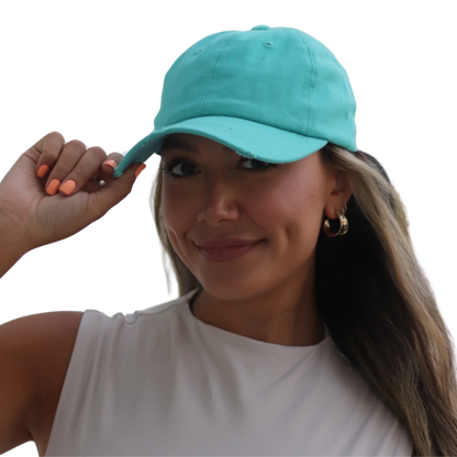 Southern Grace Women's Distressed Turquoise Cap