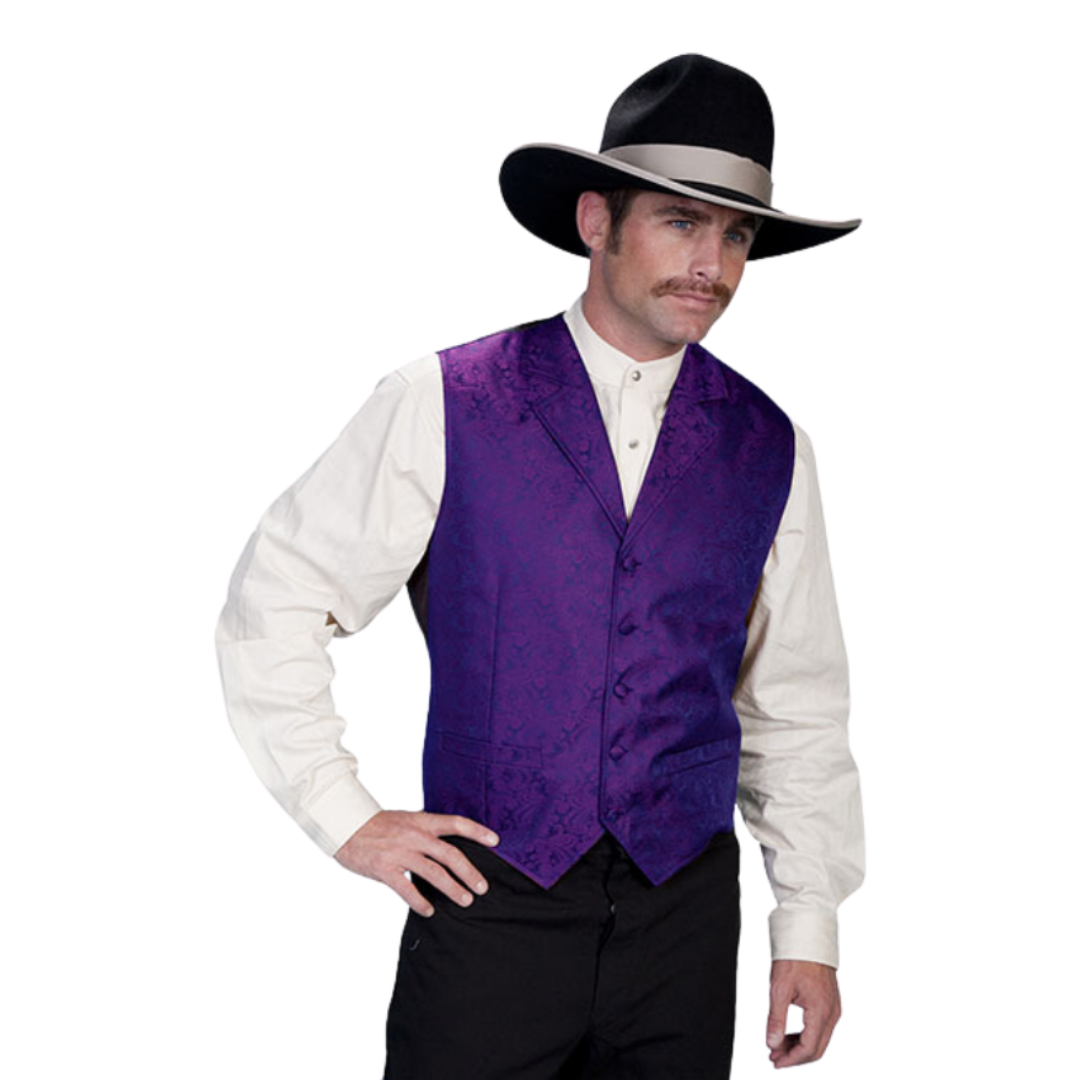 Scully Leathers Men's Burgundy Paisely Vest
