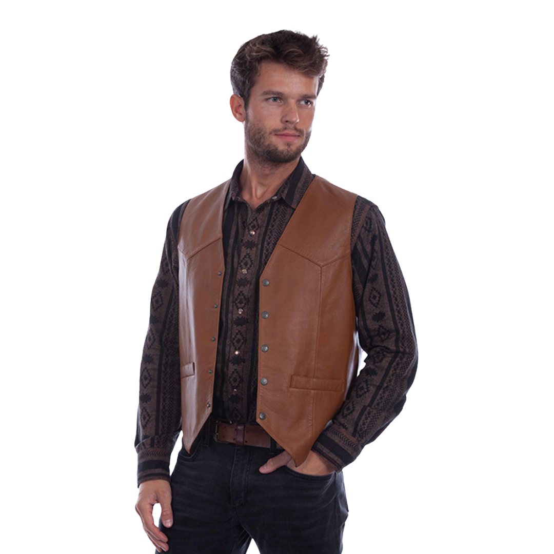 Scully Leathers Men's Western Saddle Tan Vest