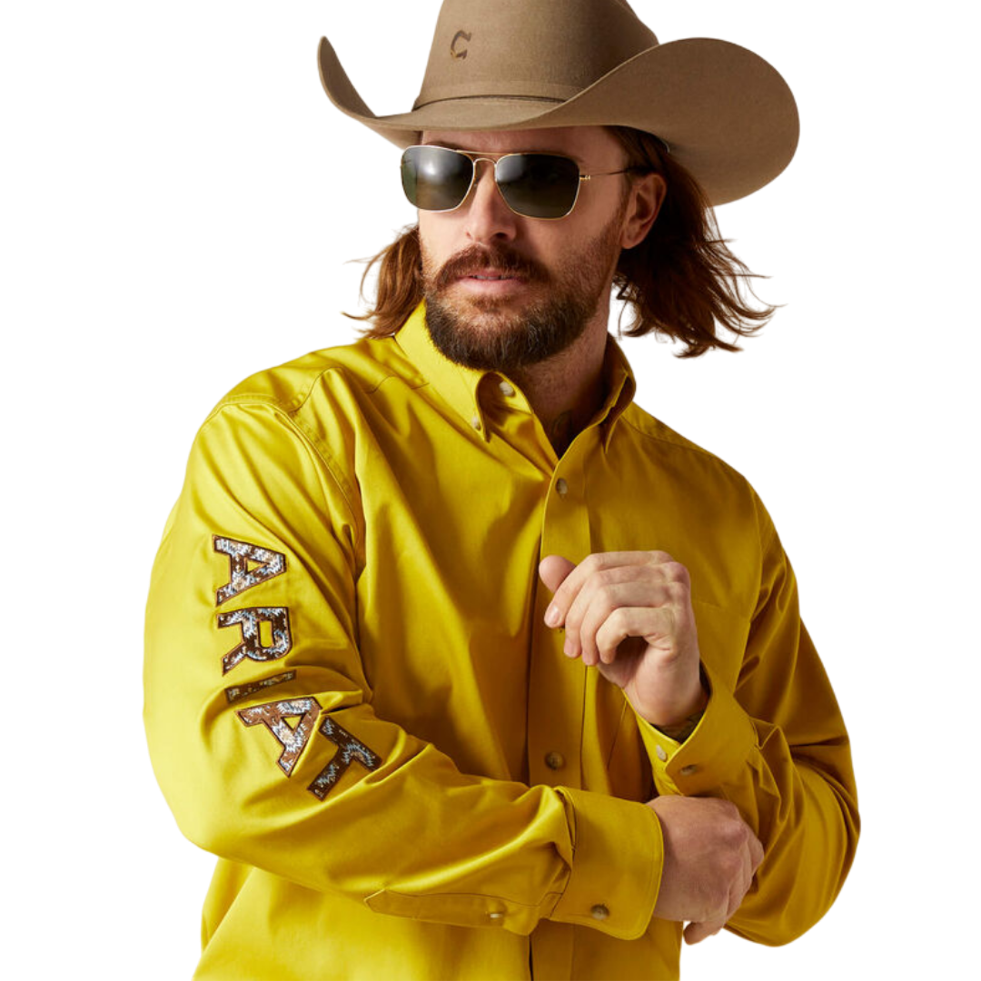 Ariat Men's Team Logo Twill Classic Yellow Shirt