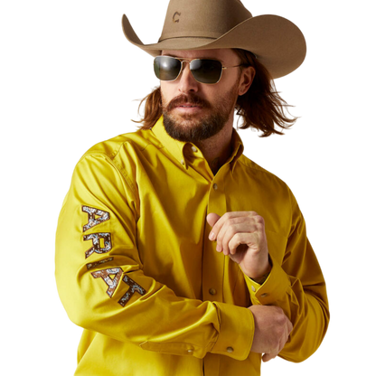 Ariat Men's Team Logo Twill Classic Yellow Shirt