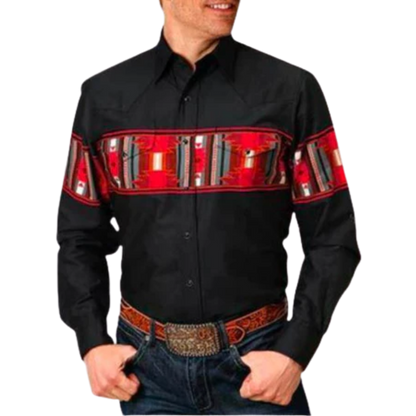 Roper Men's Snap Aztec Black Shirt