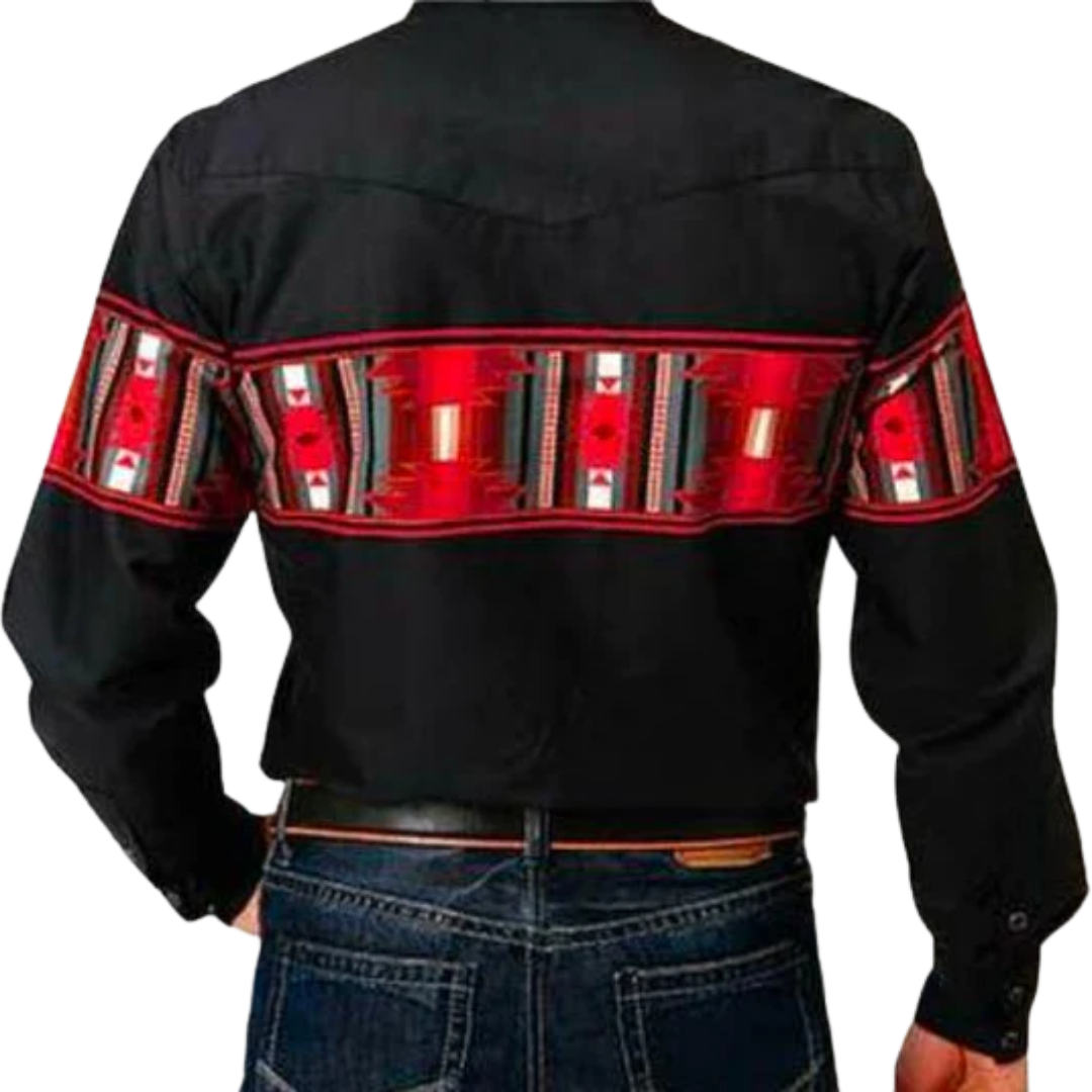 Roper Men's Snap Aztec Black Shirt