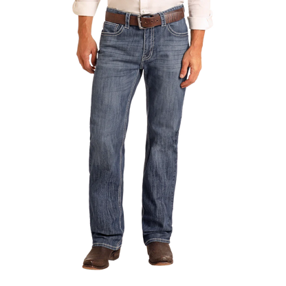 Rock & Roll Men's Double Barrel Straight Blue Jeans