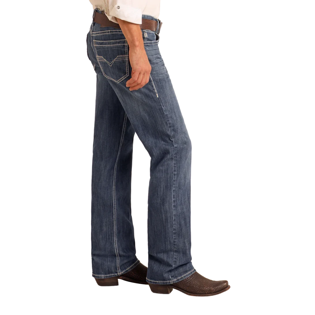 Rock & Roll Men's Double Barrel Straight Blue Jeans