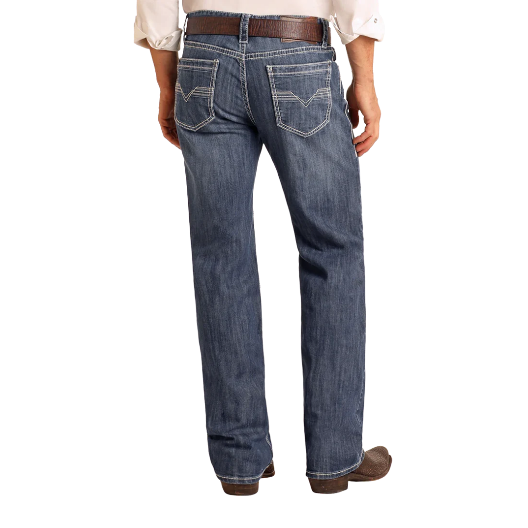 Rock & Roll Men's Double Barrel Straight Blue Jeans