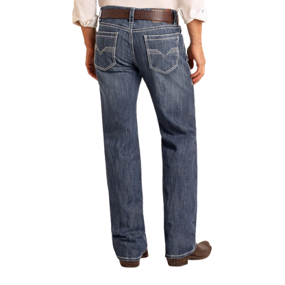 Rock & Roll Men's Double Barrel Straight Blue Jeans