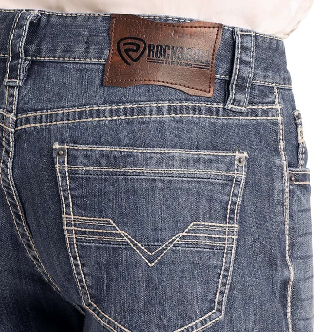 Rock & Roll Men's Double Barrel Straight Blue Jeans