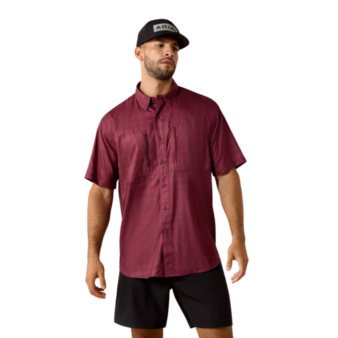 Ariat Men's Printed Venttek Classic Maroon Shirt