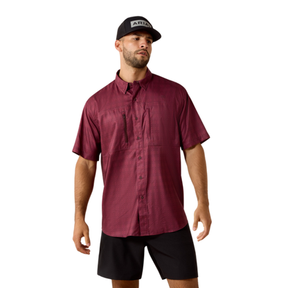 Ariat Men's Printed Venttek Classic Maroon Shirt