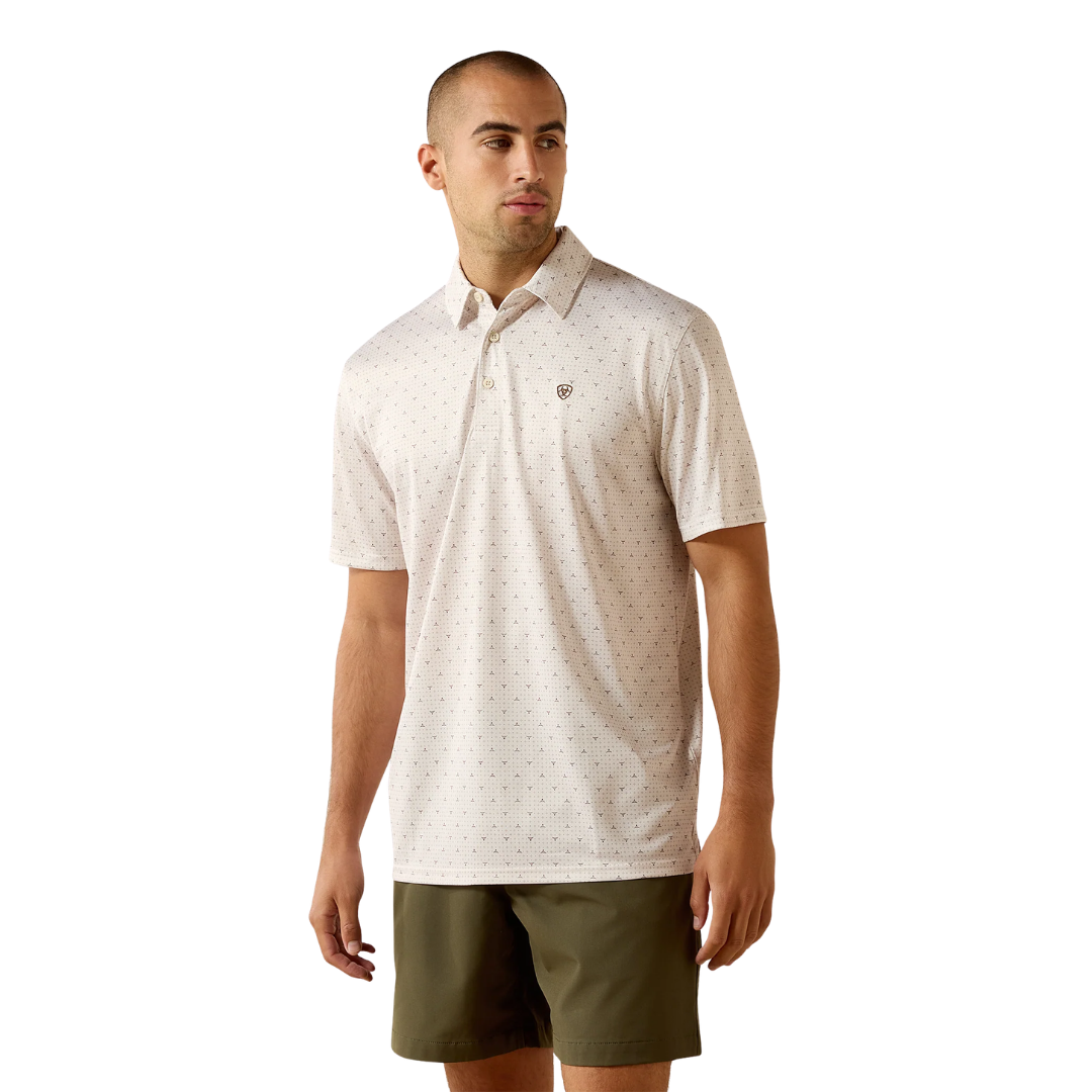 Ariat Men's All Over Print Moonbeam Steer Polo