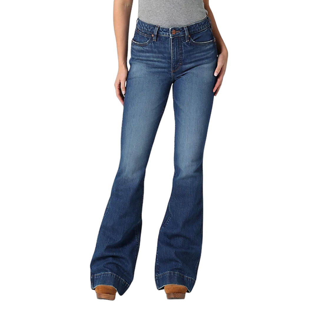 Wrangler Women's High Rise Trouser Blue Jeans