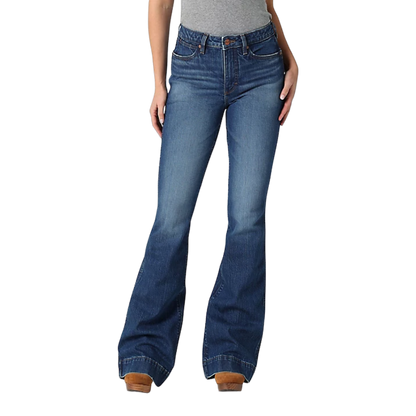 Wrangler Women's High Rise Trouser Blue Jeans