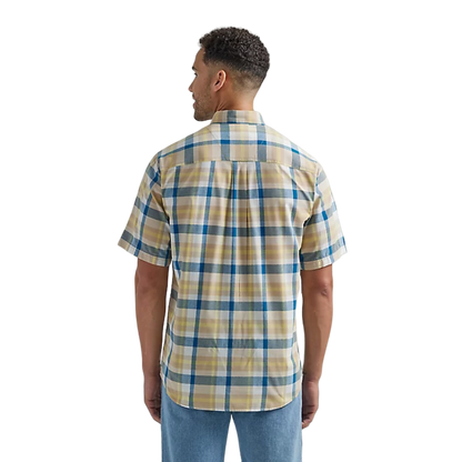 Wrangler Rugged Wear Easy Care Plaid In Khaki Blue Shirt