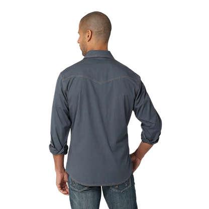 Wrangler Mens Retro Contrast Western Snap Flap Pocket Solid Shirt