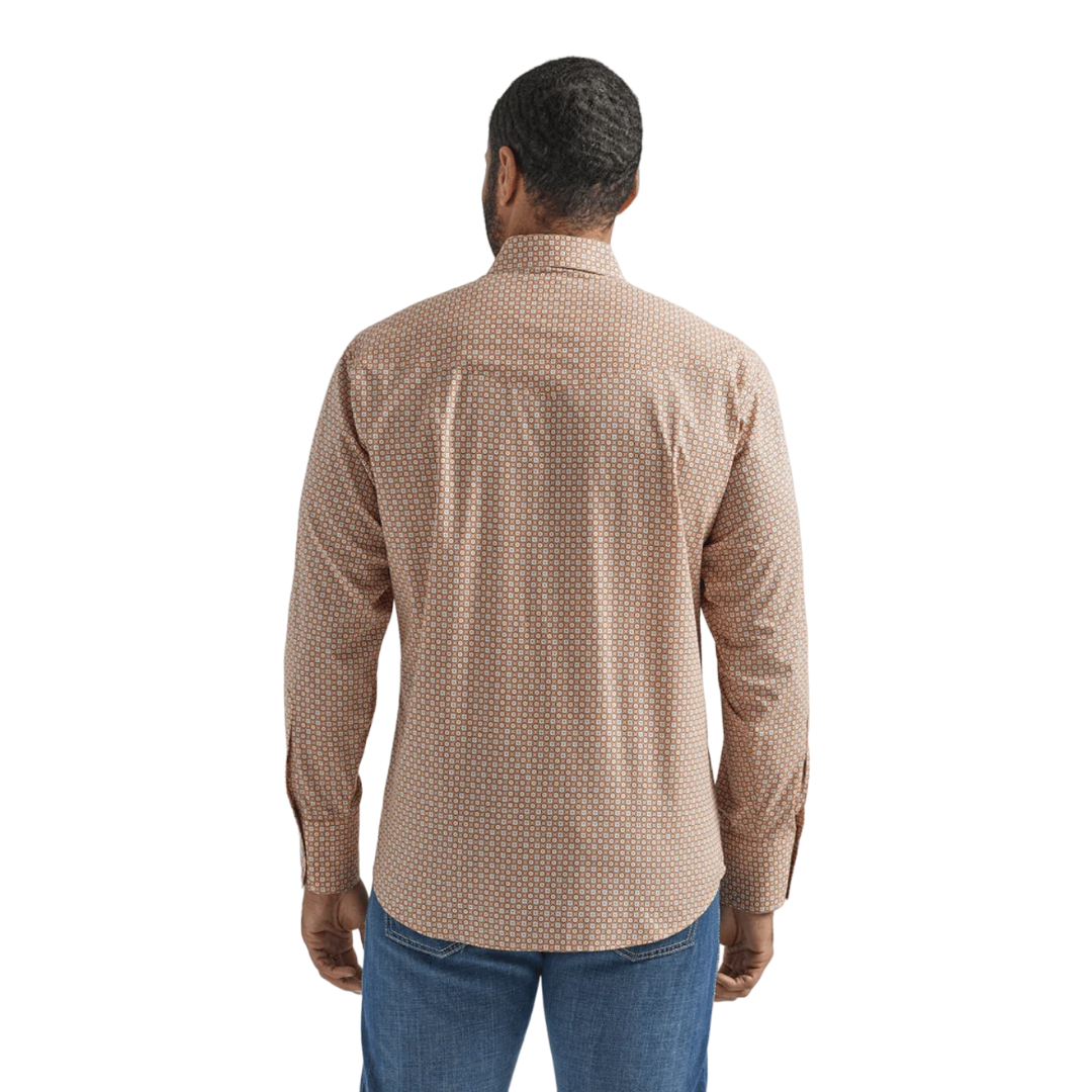 Wrangler Men's Silver Edition Copper Print Long Sleeve Western Shirt