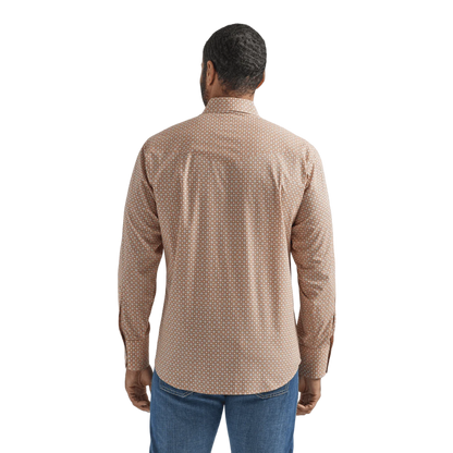 Wrangler Men's Silver Edition Copper Print Long Sleeve Western Shirt