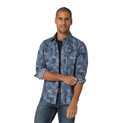 Wrangler Men's Retro Premium Patchwork Western Snap Shirt
