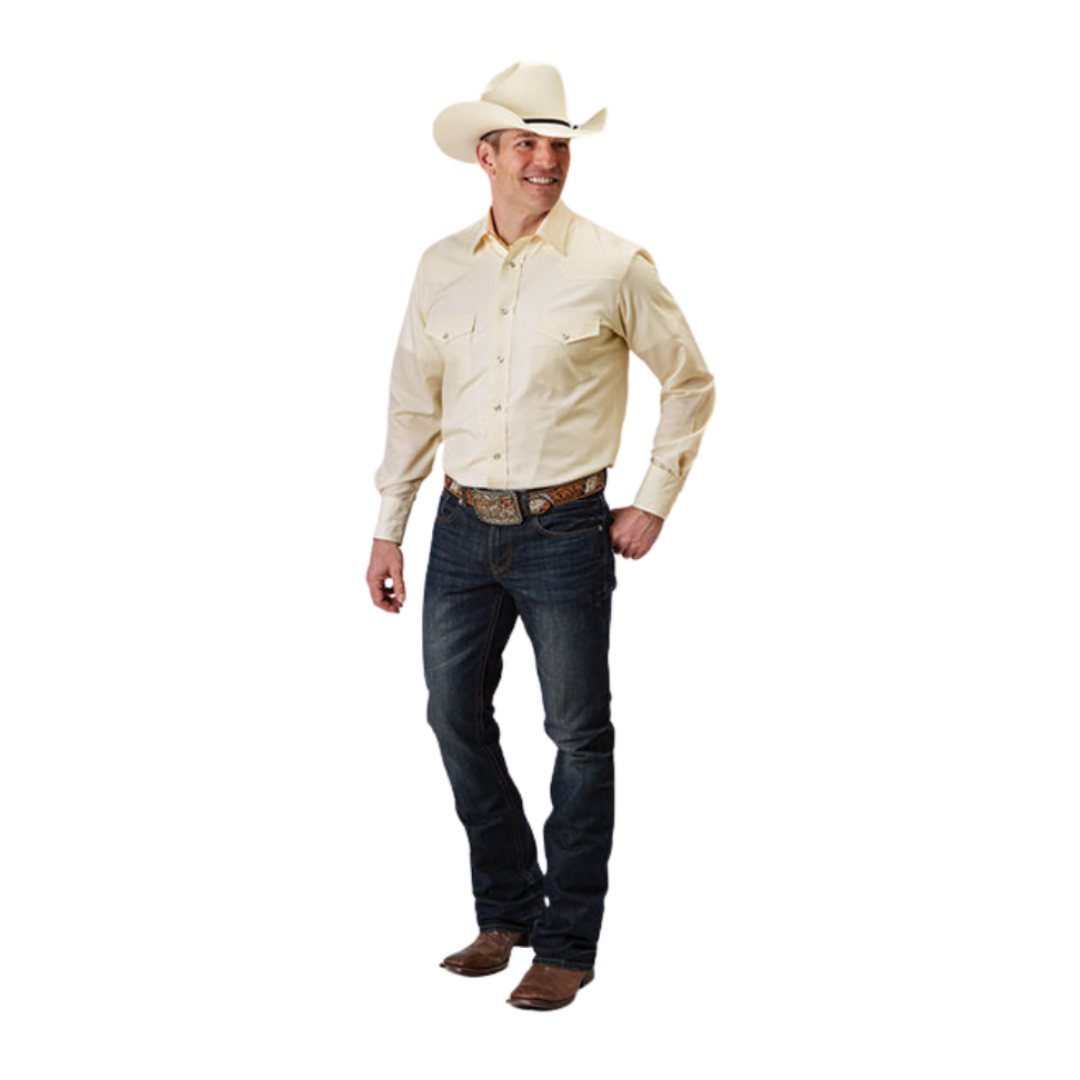 Roper Men's Cream Tonal White Shirt