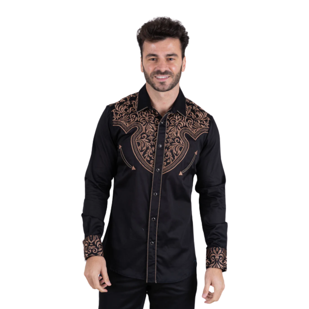 Platini Men's Cotton Black Shirt