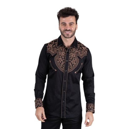 Platini Men's Cotton Black Shirt