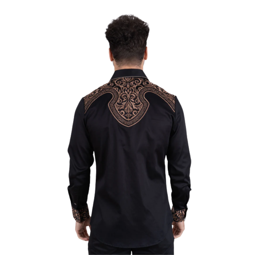 Platini Men's Cotton Black Shirt