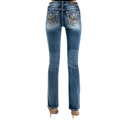 Miss Me Women's Colorful Wing Blue Jeans
