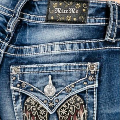 Miss Me Women's Colorful Wing Blue Jeans