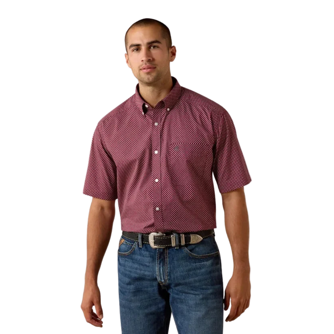 Ariat Men's Pippin Classic Fit Print Maroon Shirt